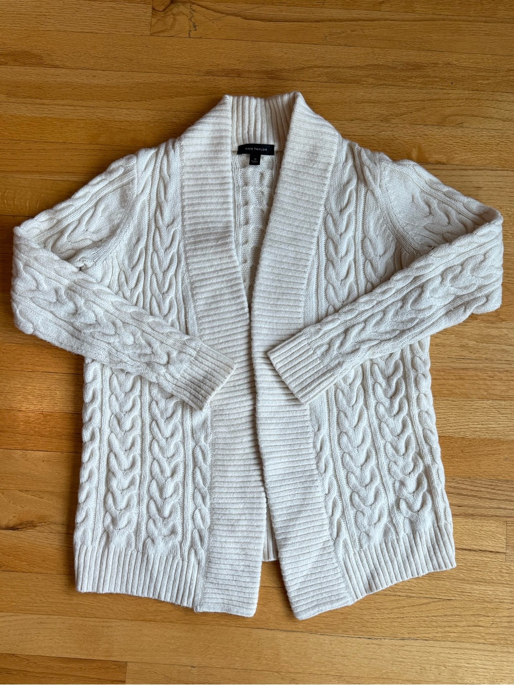 Ann Taylor Chunky Cable Knit Shawl-Style Cardigan